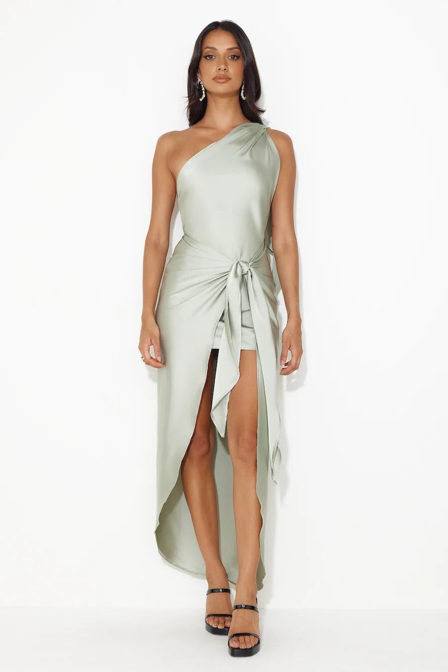 Make Her Move Satin Midi Dress Teal