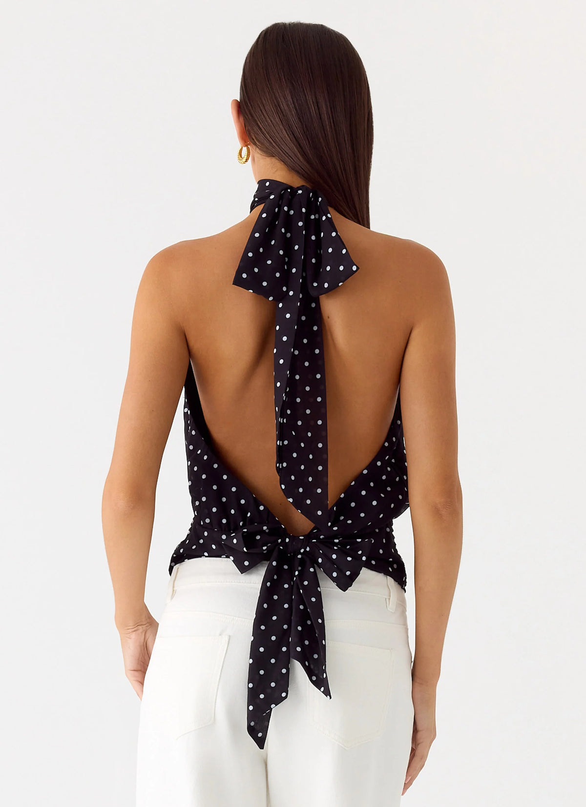 Willow Chiffon Top - Black Polkadot