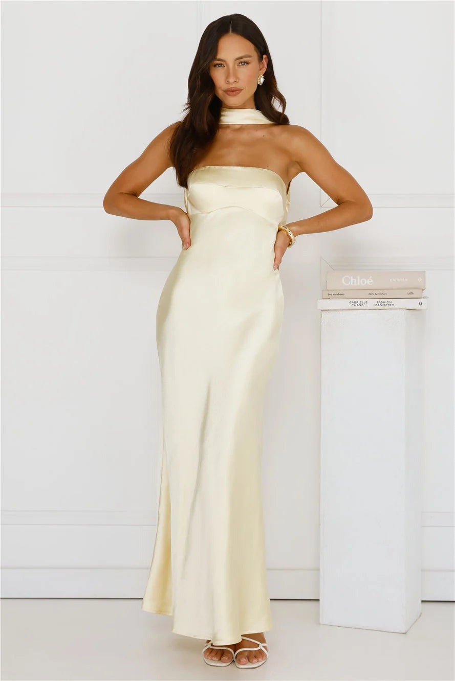 Precious Pearl Satin Maxi Dress Pink