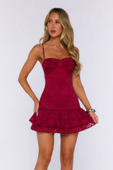 Love In Motion Lace Mini Dress Red