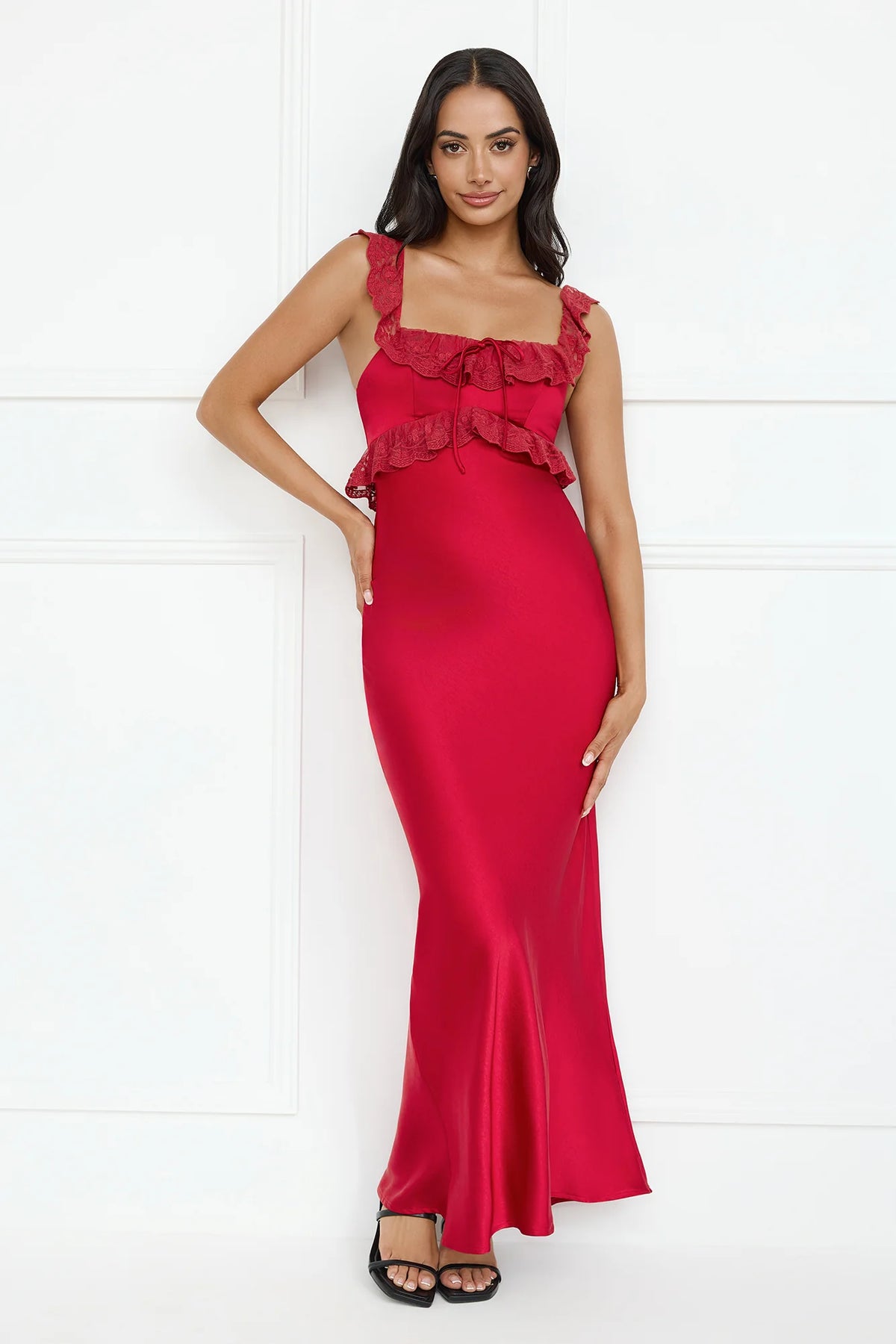 Waltzing In Romance Satin Maxi Dress Yellow