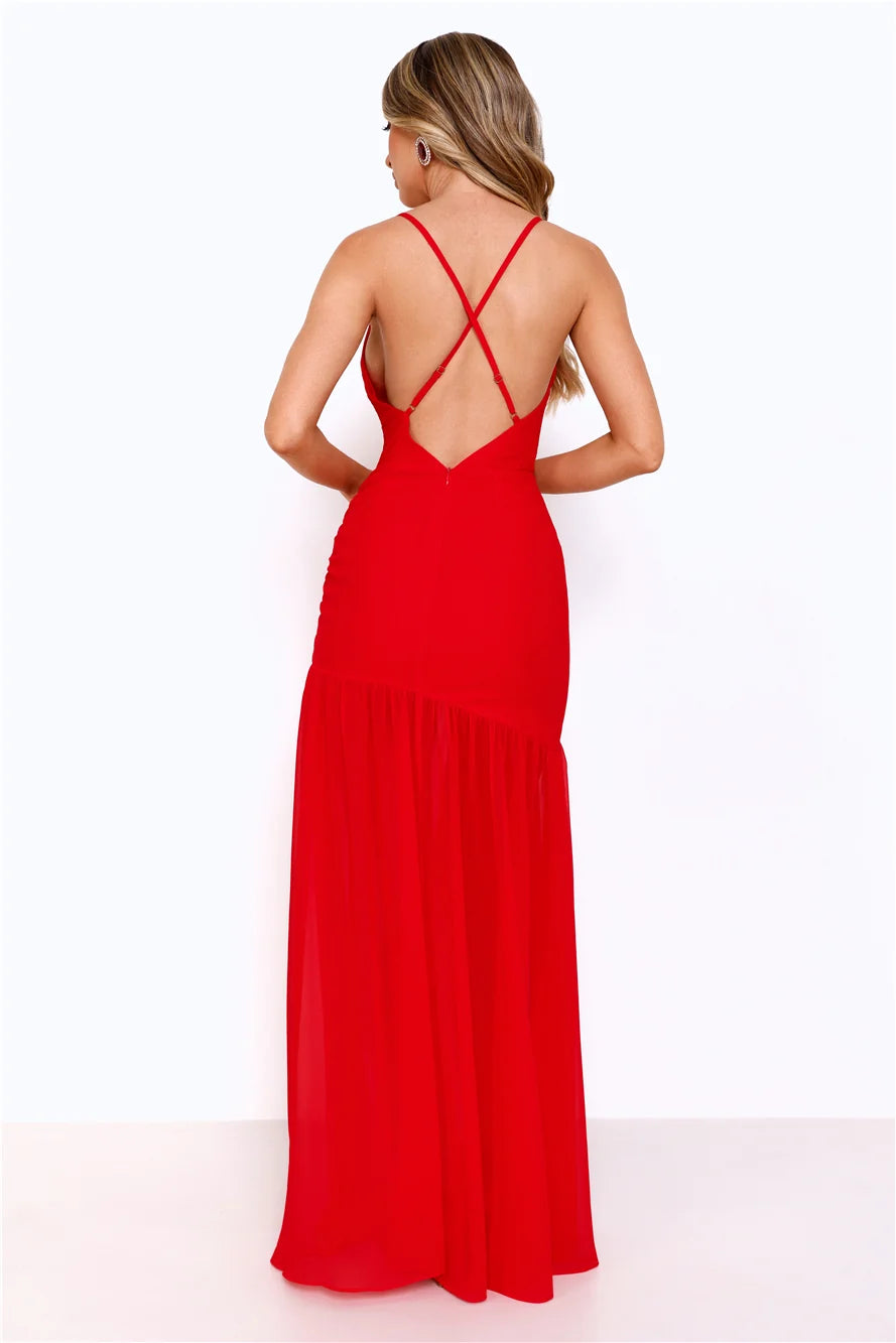 Rooftop Rendezvous Maxi Dress Red