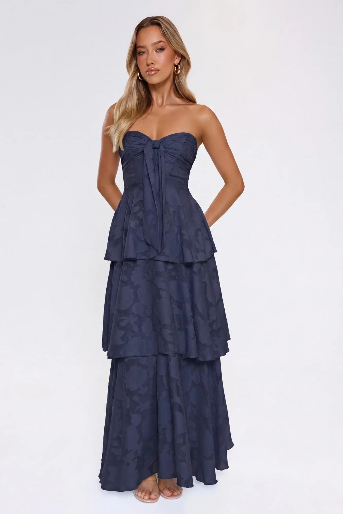 Frost Flare Strapless Maxi Dress Blue