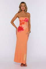 Seaside Styling Strapless Maxi Dress Apricot