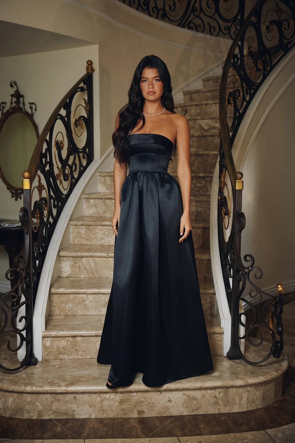 Elegance In Motion Strapless Maxi Dress Rose