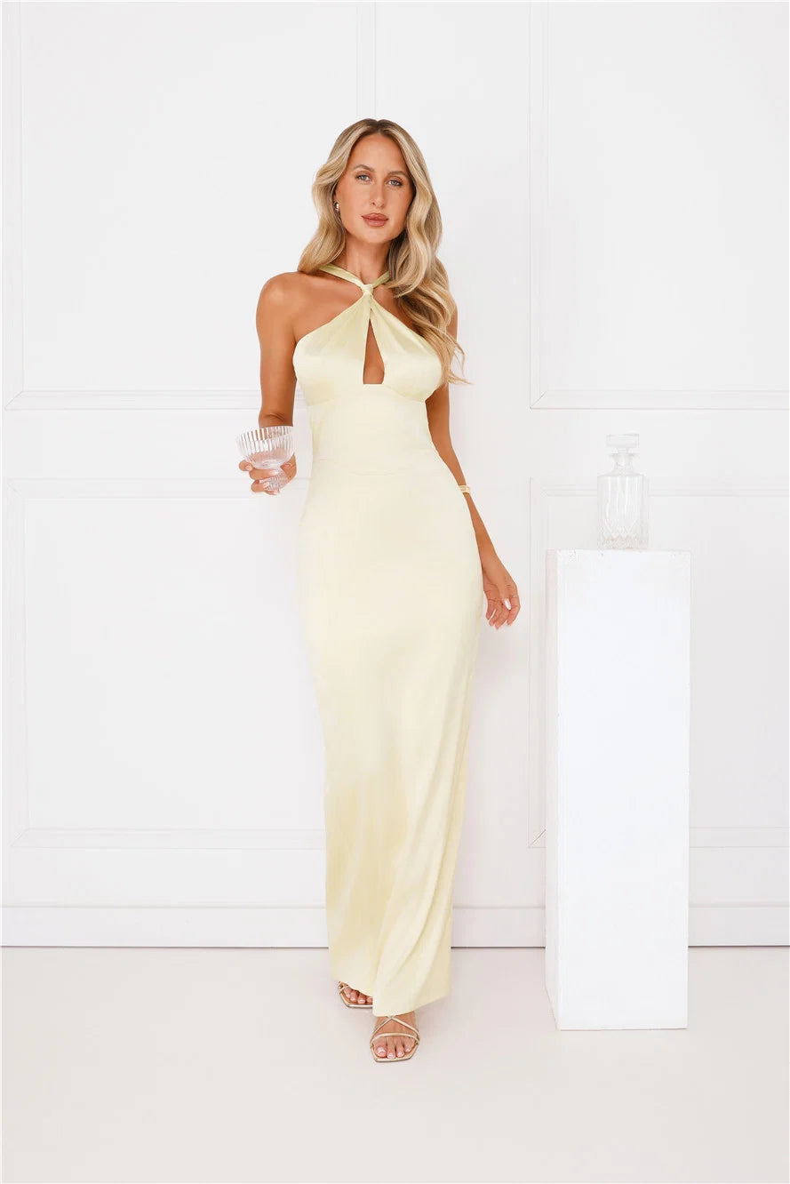 Diamond Elegance Satin Maxi Dress Red