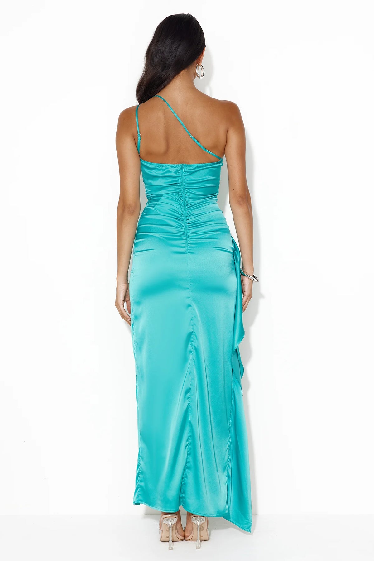 Extra Special One Shoulder Satin Maxi Dress Wine