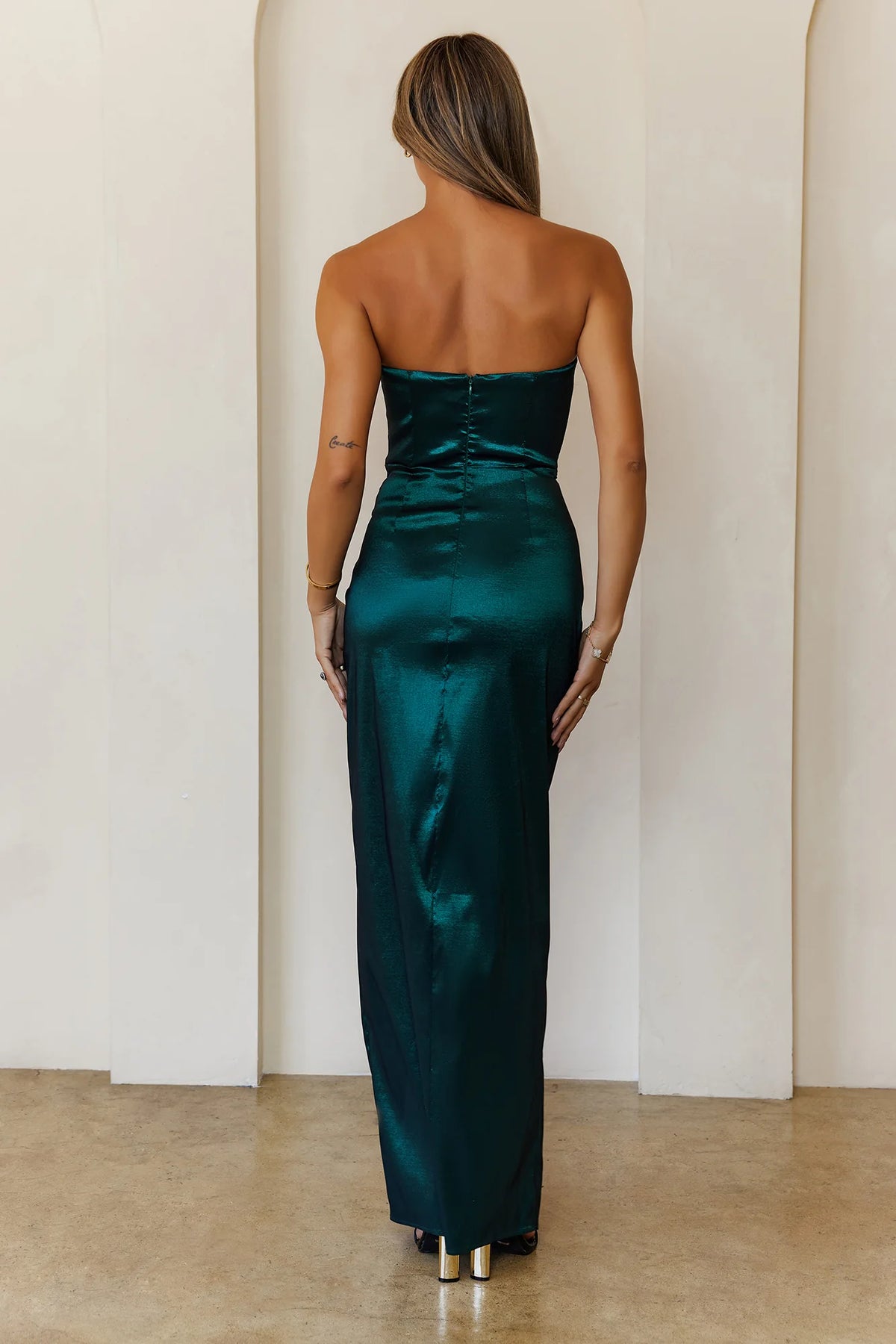 Soulmate Magic Strapless Satin Maxi Dress Navy