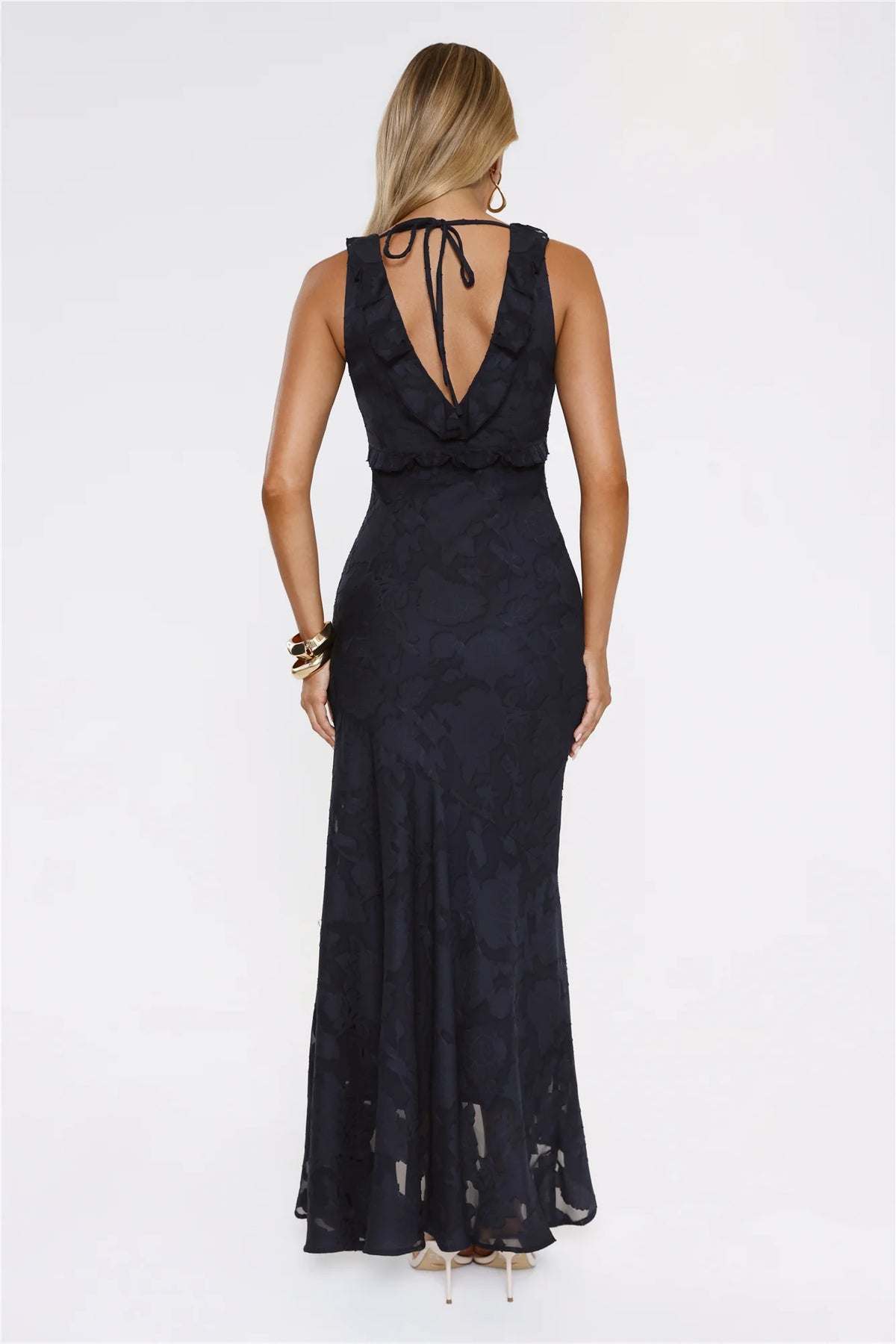Shimmer Petal Maxi Dress Navy