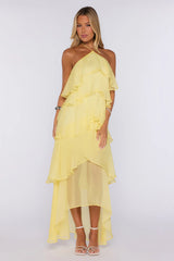 Dreamlight Affair Halter Maxi Dress Yellow