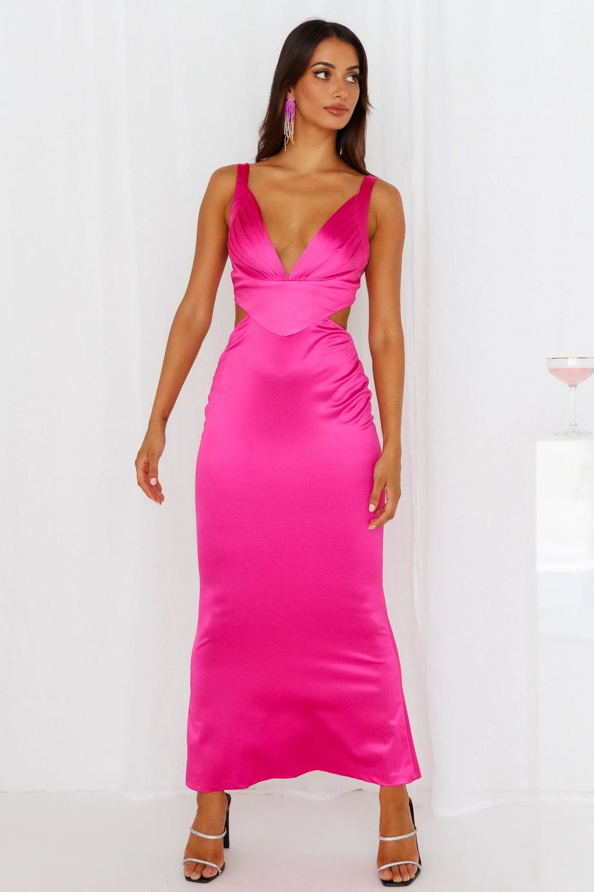 Sunset Views Satin Midi Dress Brown
