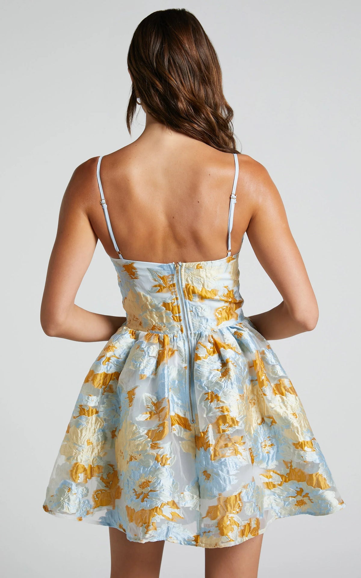 Brailey Mini Dress - Sweetheart Bustier Dress in Pink Jacquard