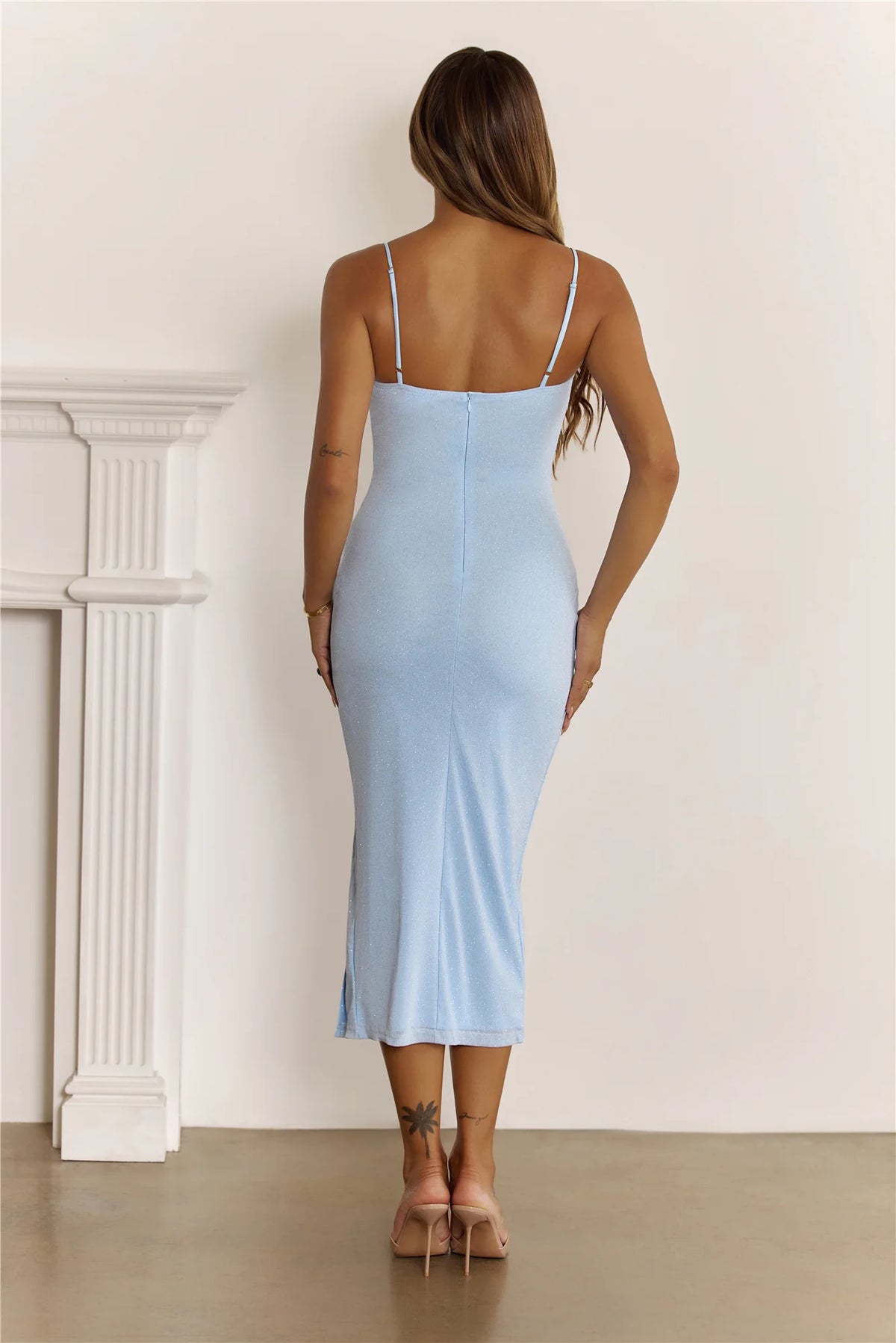 Glitter Corset Midi Dress Brown