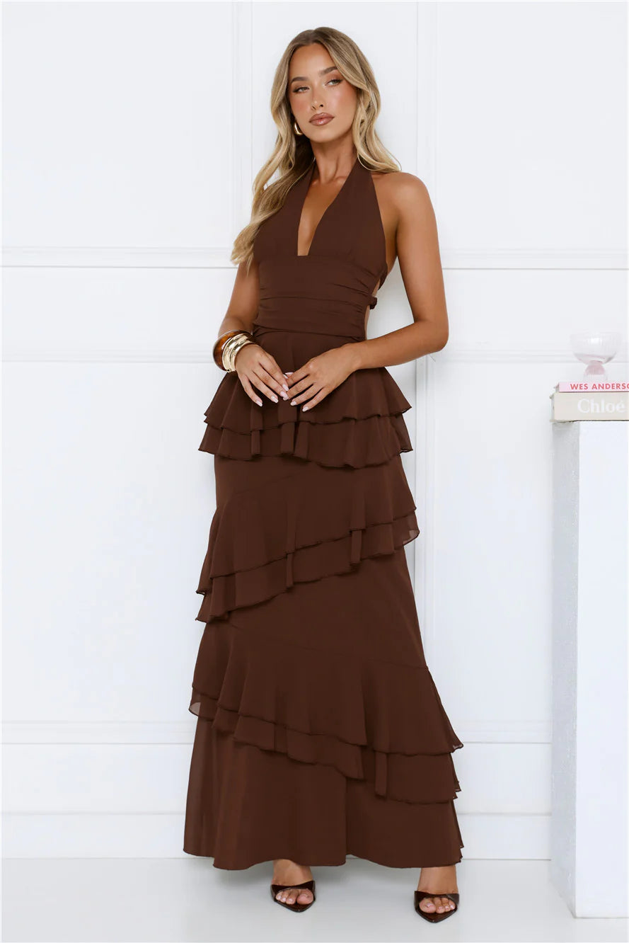 Power Glow Halter Maxi Dress Lilac