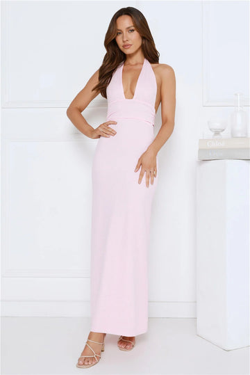 Palm Avenue Halter Maxi Dress Pink