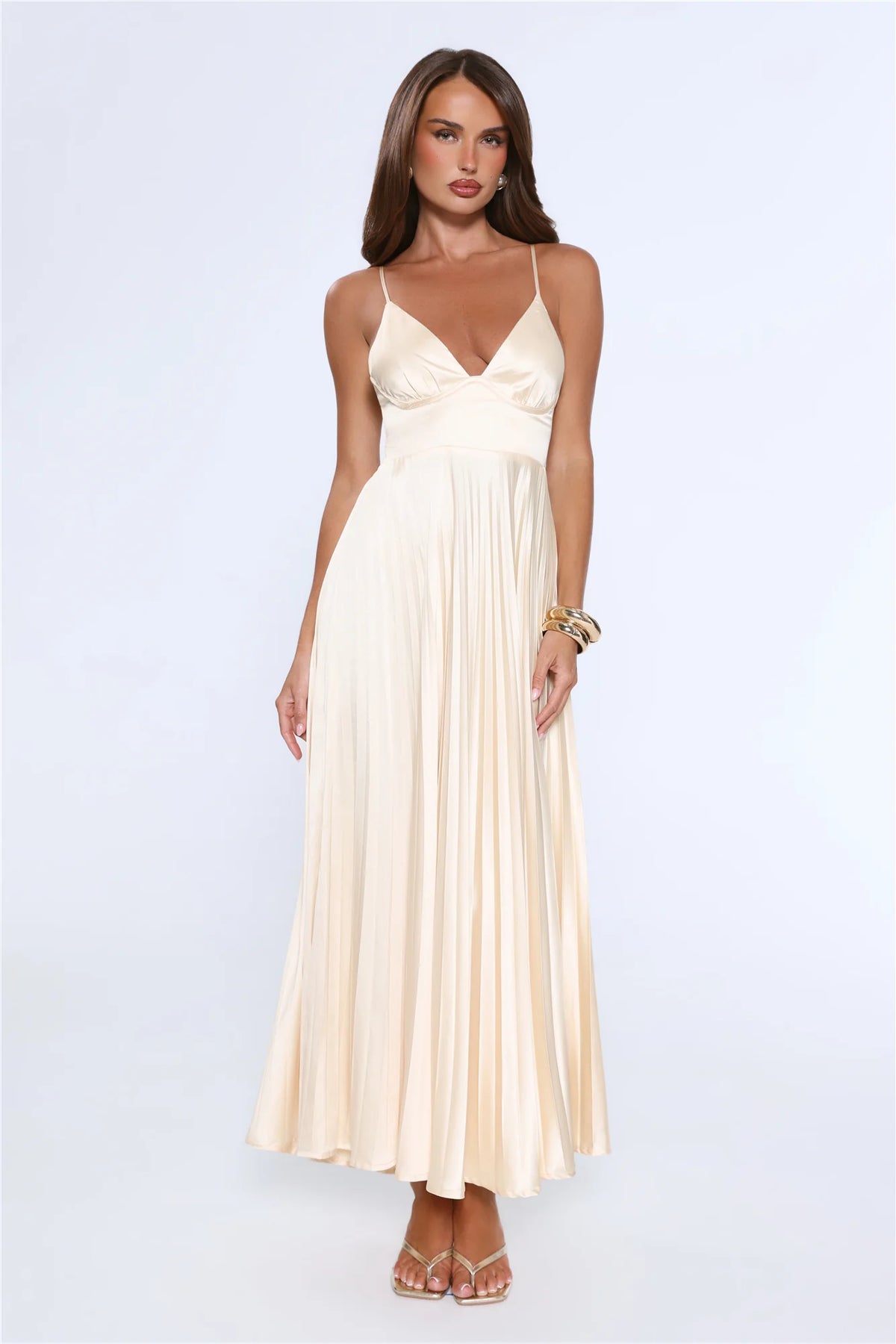 Elegance Found Pleated Maxi Dress Yellow