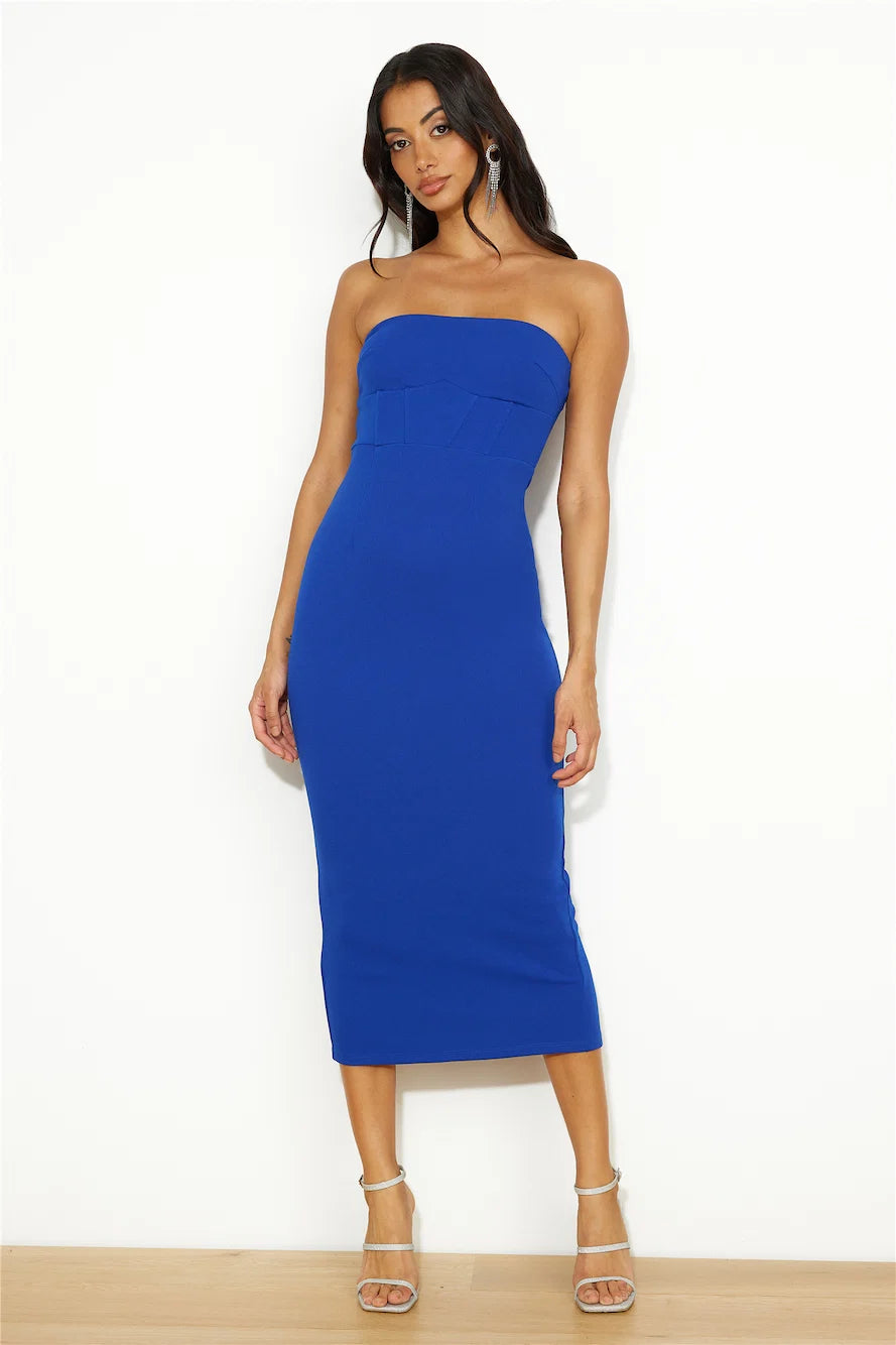 Party Palace Midi Dress Cobalt Blue