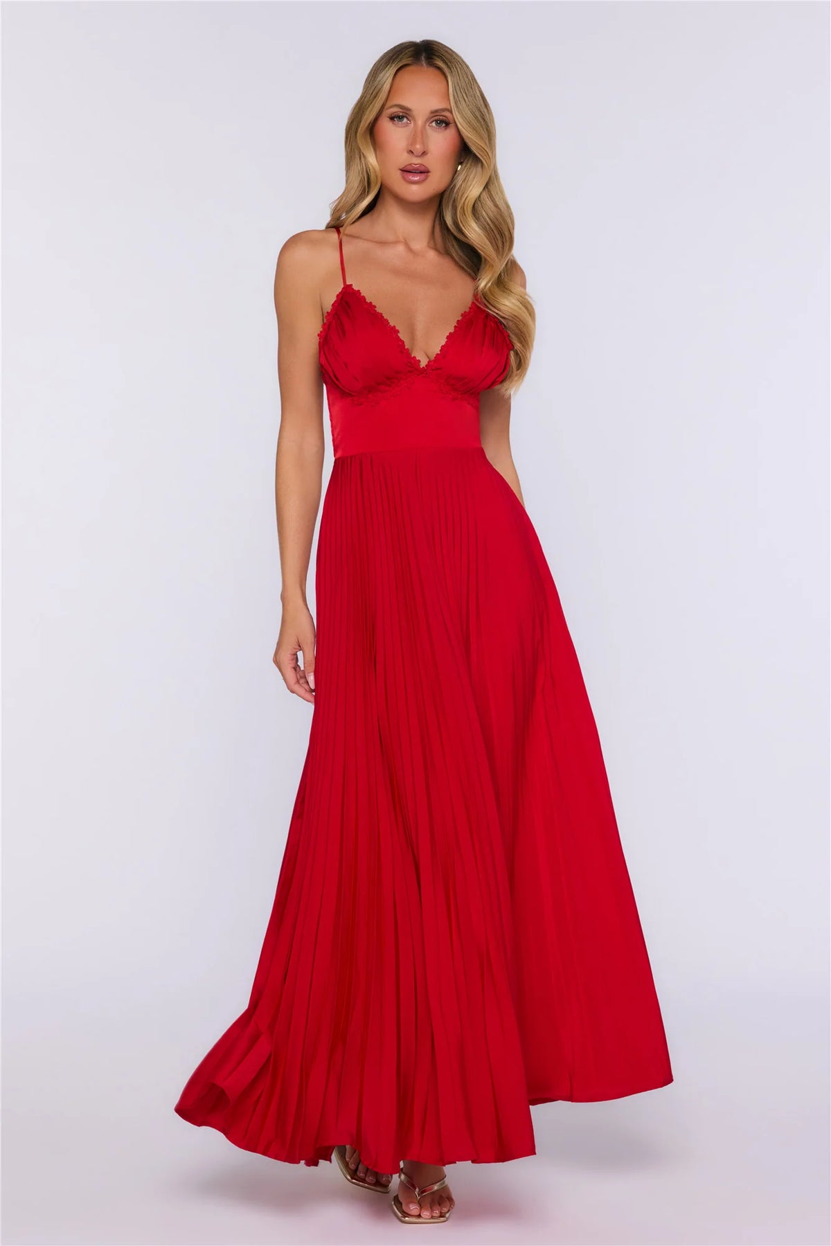 Everything She Wants Satin Maxi Dress Red