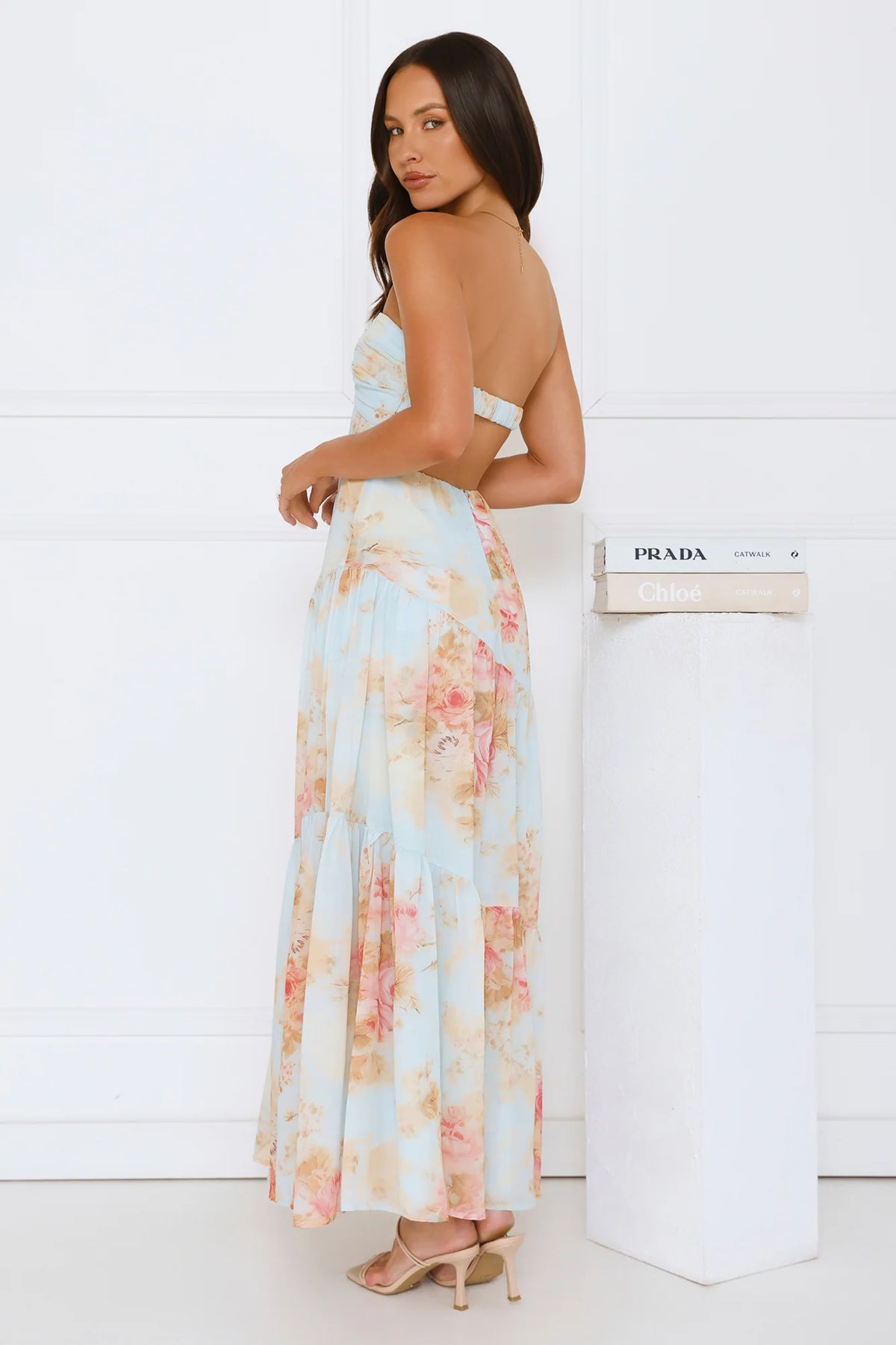 She’s the Blueprint Strapless Maxi Dress Print
