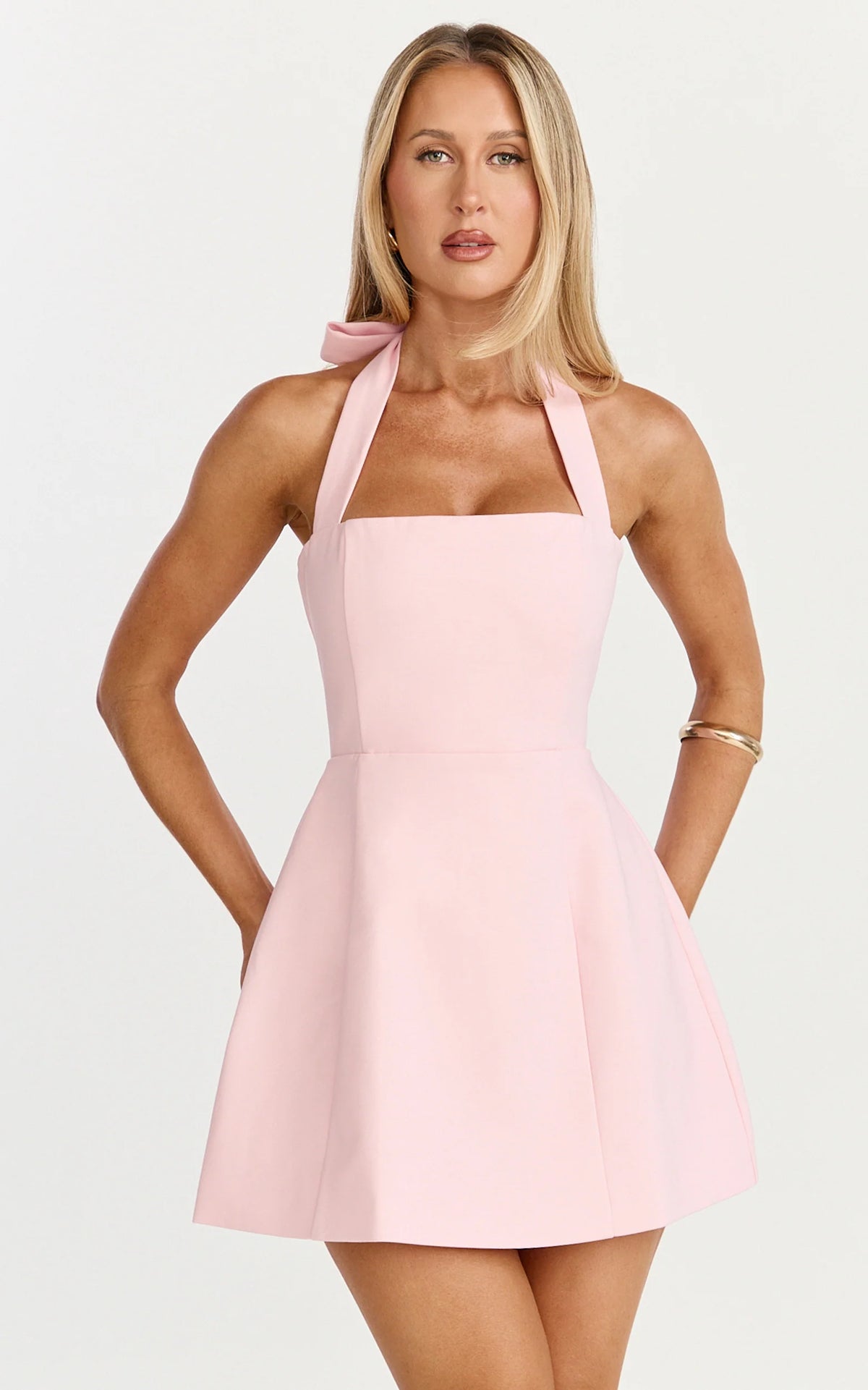 Dante Mini Dress - Halter Neck Tie Tulip Skirt Dress in Red
