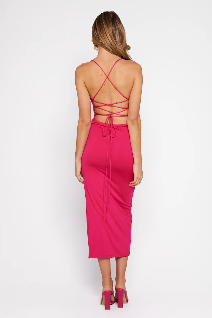 Connecting Steps Midi Dress Blue