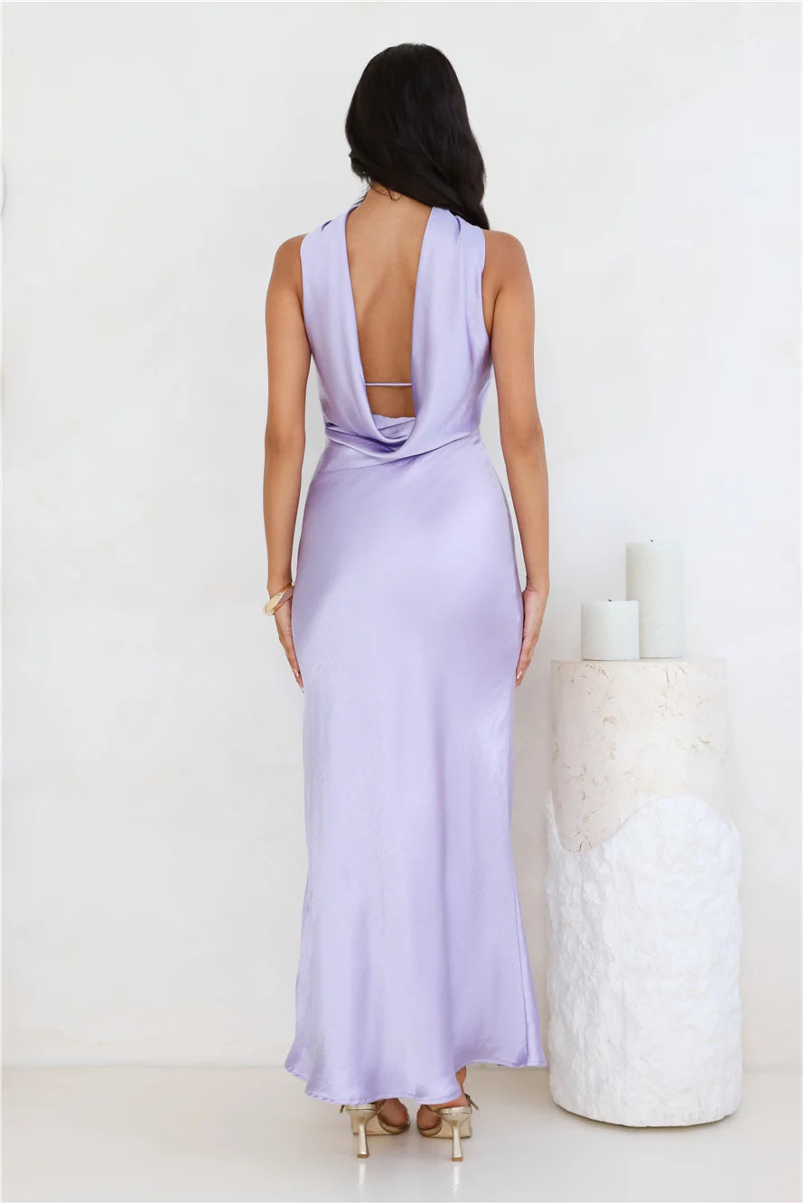 Precious Pearl Satin Maxi Dress Pink