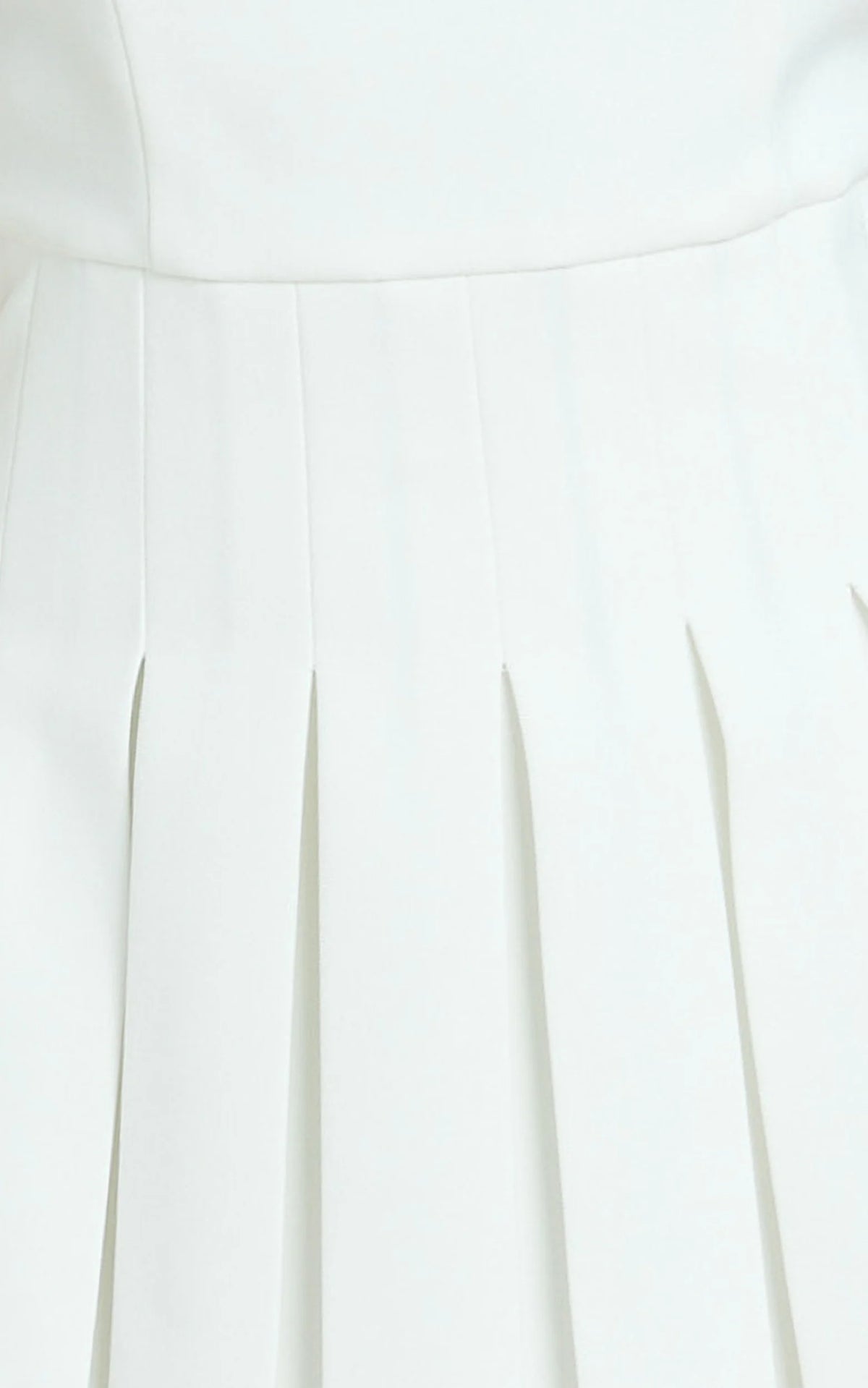 Wallace Mini Dress - Square Neck Wide Strap Drop Waist Pleated Dress in White