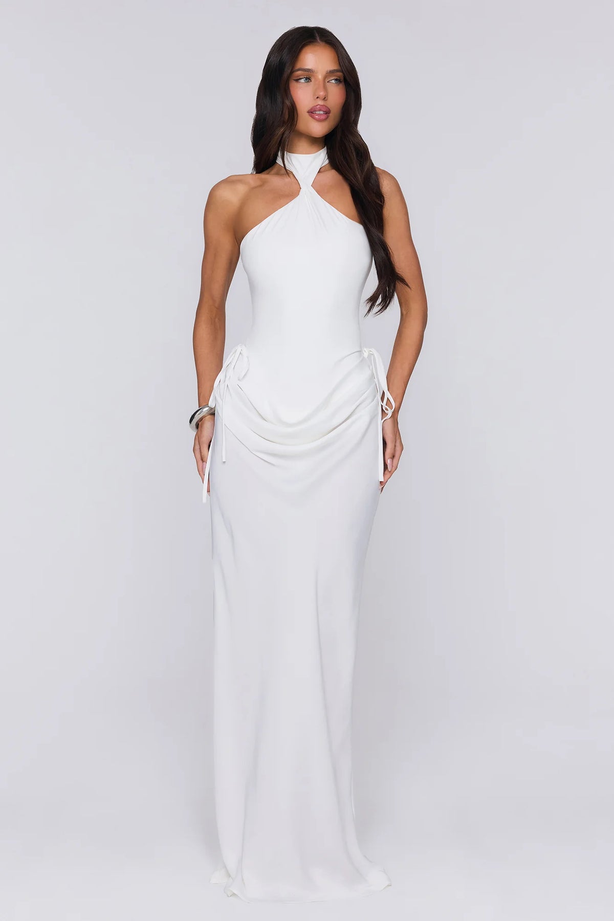 Evening Spark Satin Maxi Skirt Black