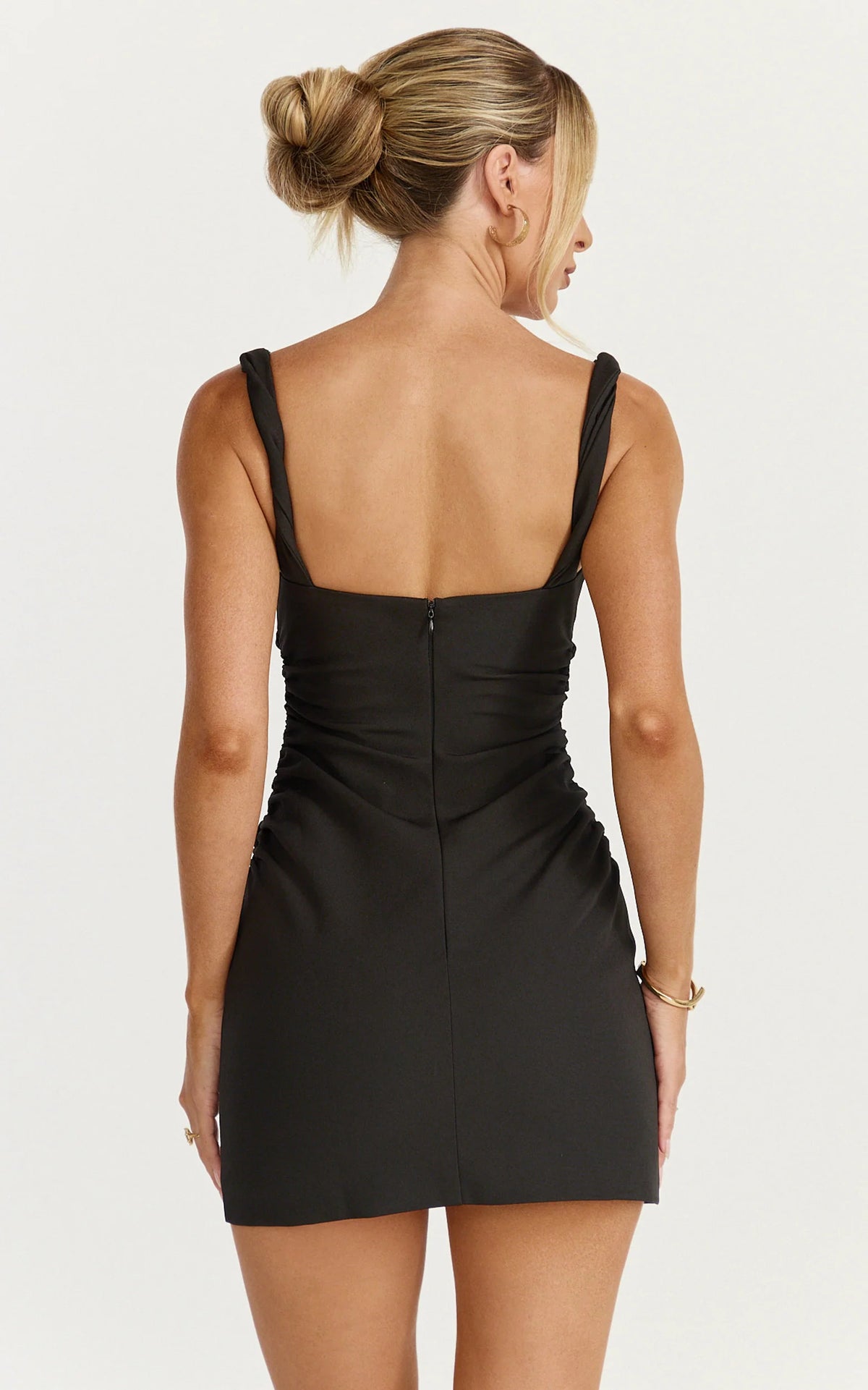 Eugenia Mini Dress - Square Neck Bodycon Dress in Burgundy