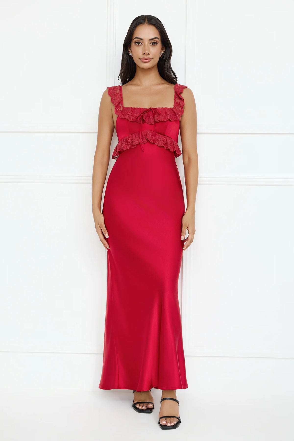 Waltzing In Romance Satin Maxi Dress Yellow