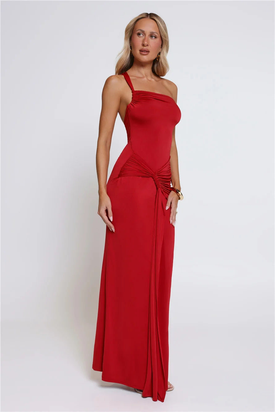 Love This Feeling One Shoulder Maxi Dress Navy