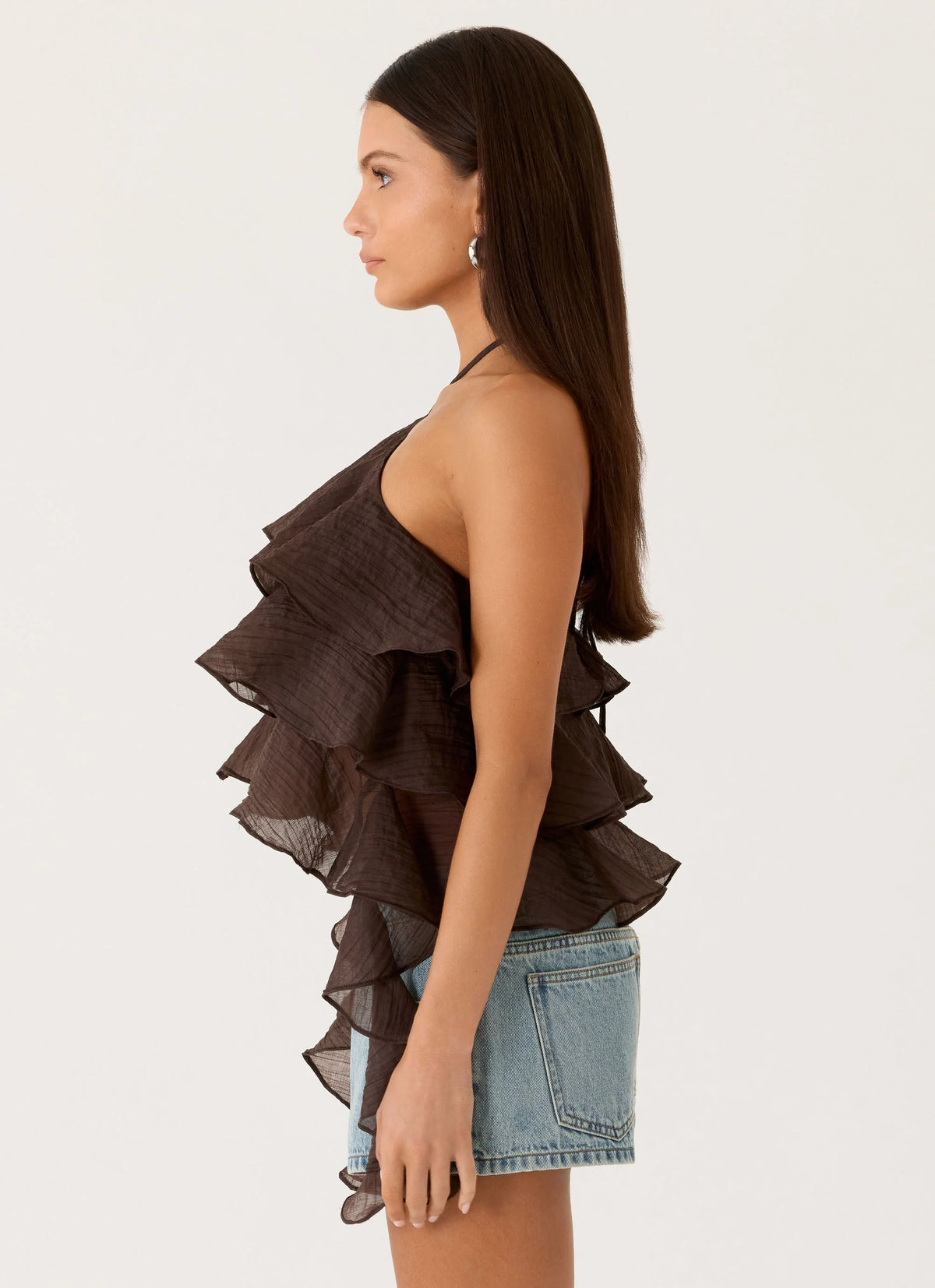 Inna Frill Halter Top - Chocolate