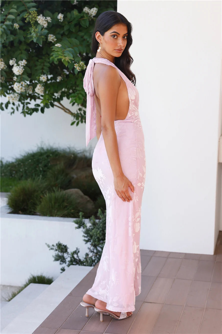 Shallow Love Halter Maxi Dress Blue