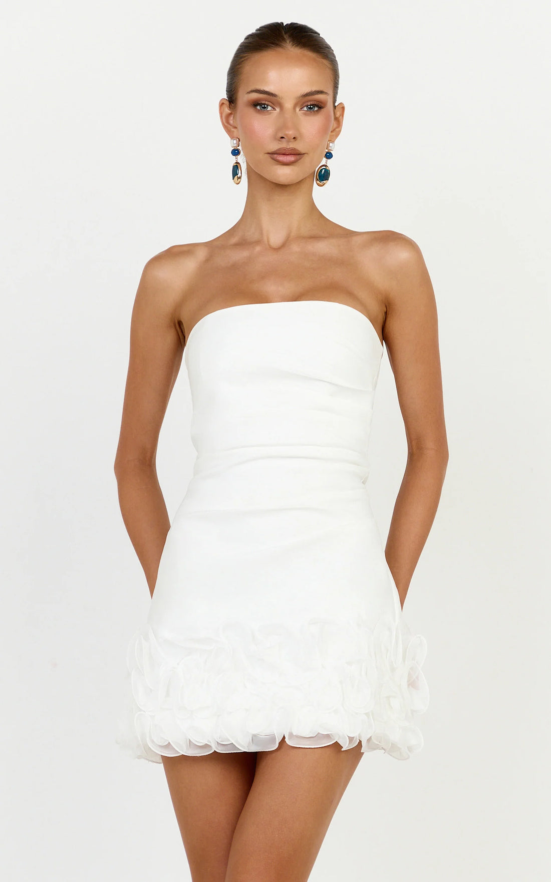 Inaya Mini Dress - Strapless Flounce Hem Dress in Pink
