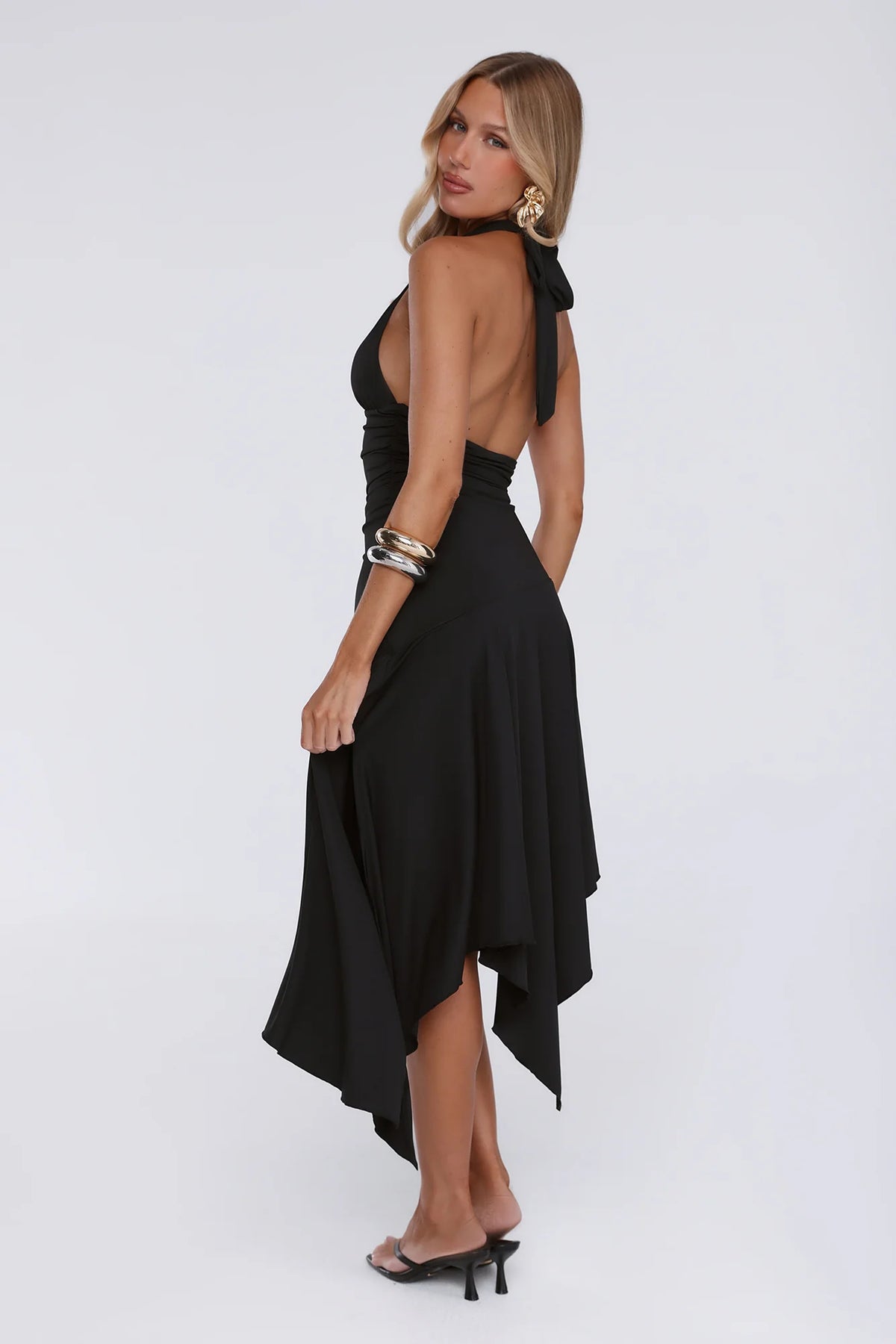 Glowberry Halter Midi Dress Yellow