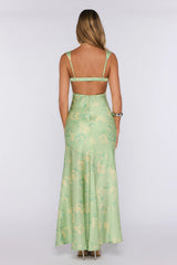 Beautifully Yours Satin Maxi Dress Lime
