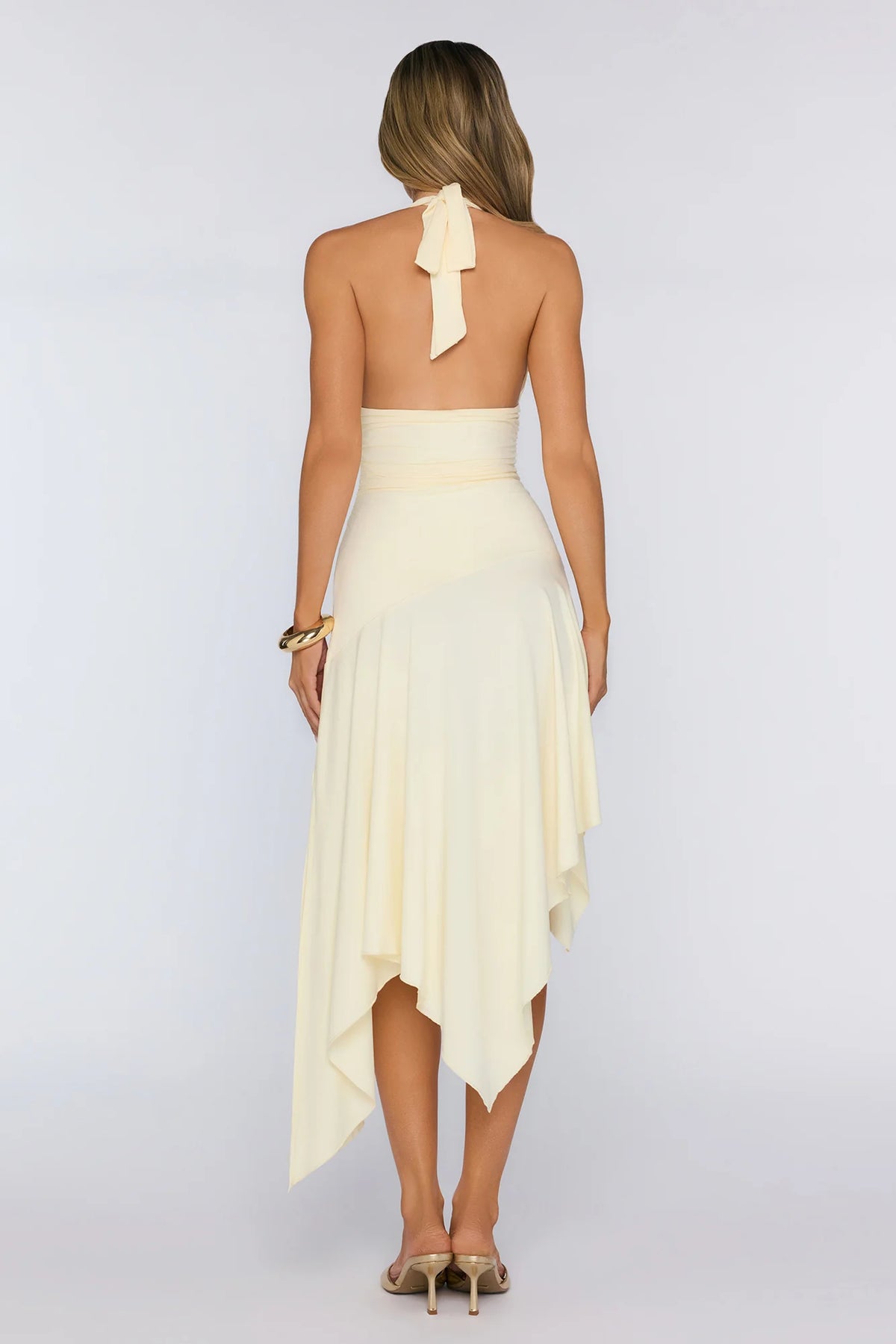 Glowberry Halter Midi Dress Yellow