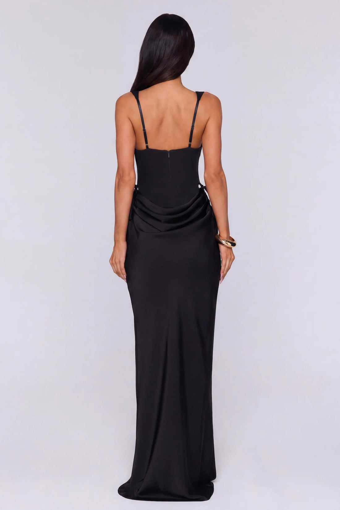 Evening Spark Satin Maxi Skirt Black