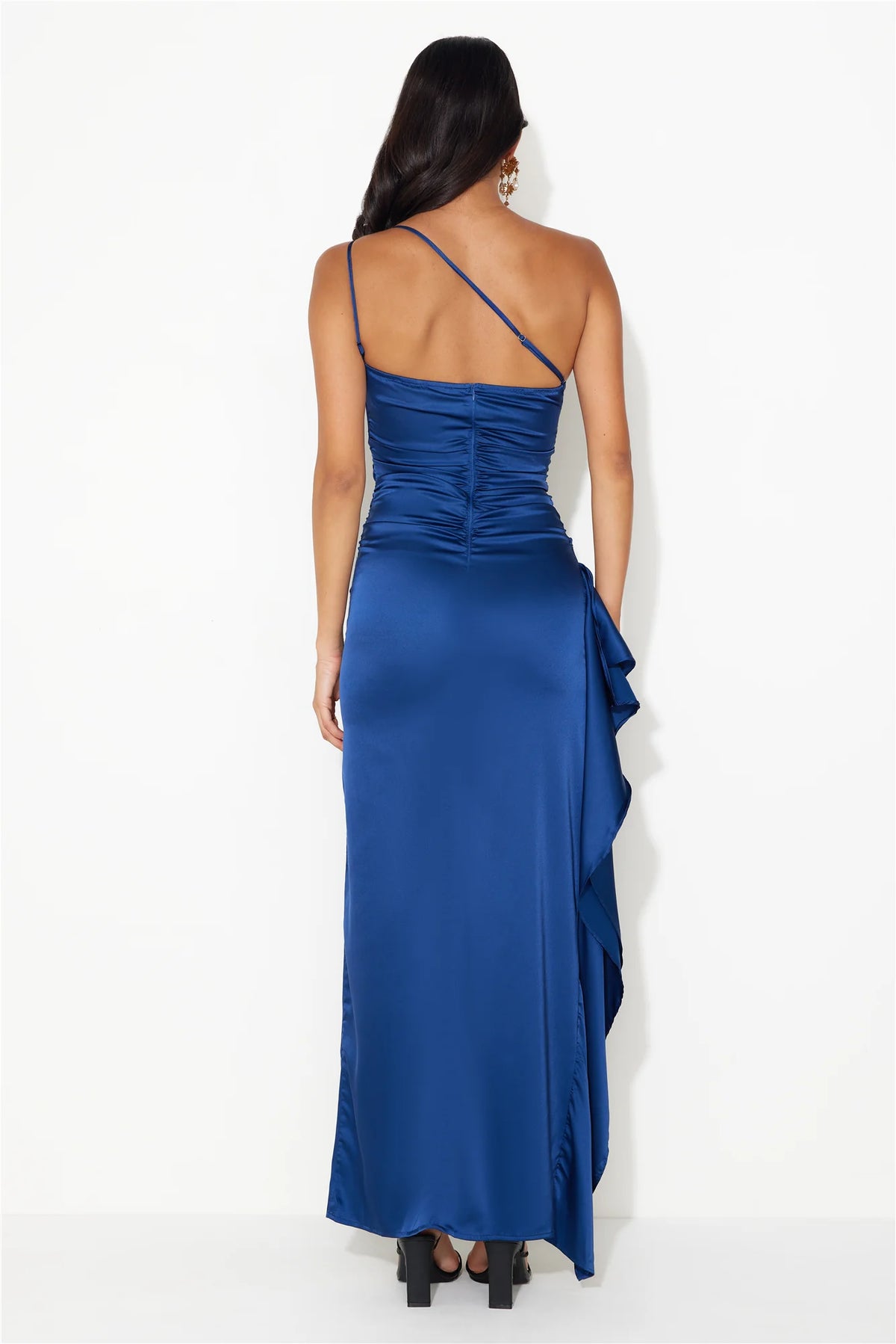 Extra Special One Shoulder Satin Maxi Dress Wine
