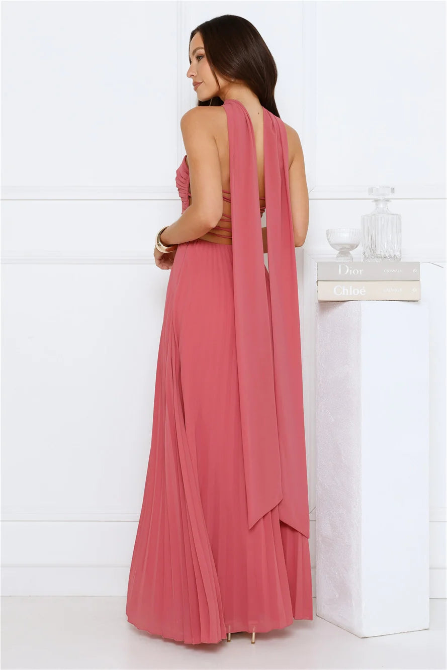 Sugar Babe Strapless Pleated Maxi Dress Blue