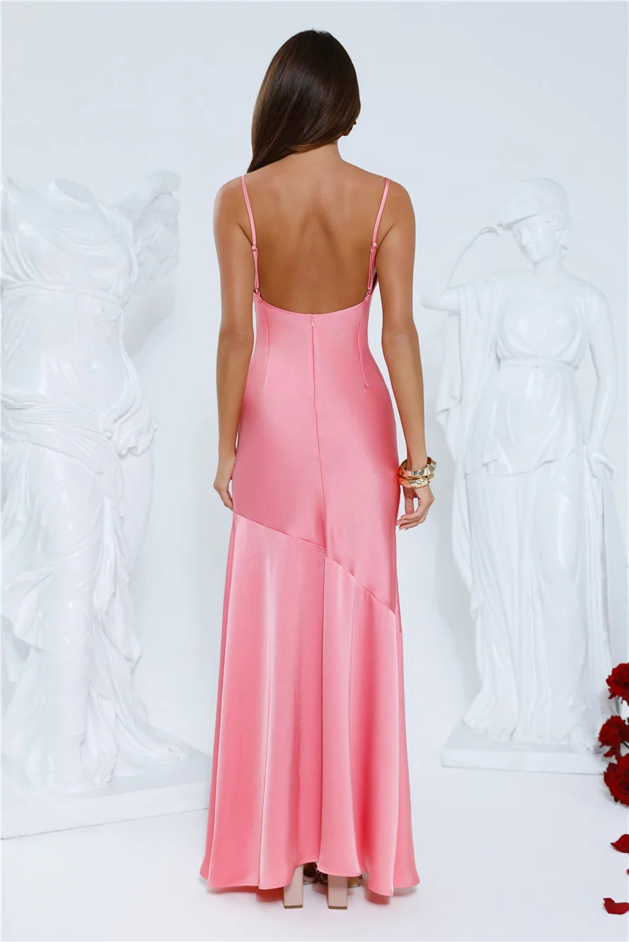 Brilliant Belle Satin Maxi Dress Navy