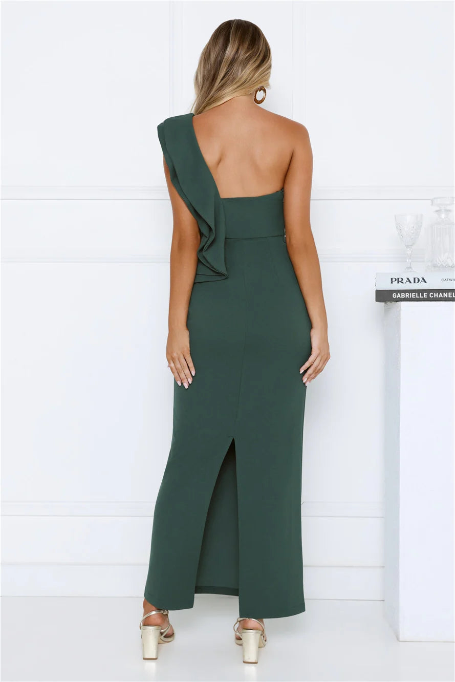 City Girl Energy One Shoulder Maxi Dress Yellow