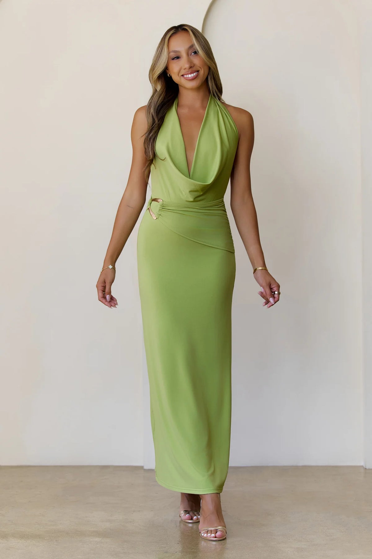 Silk Essence Halter Maxi Dress Black