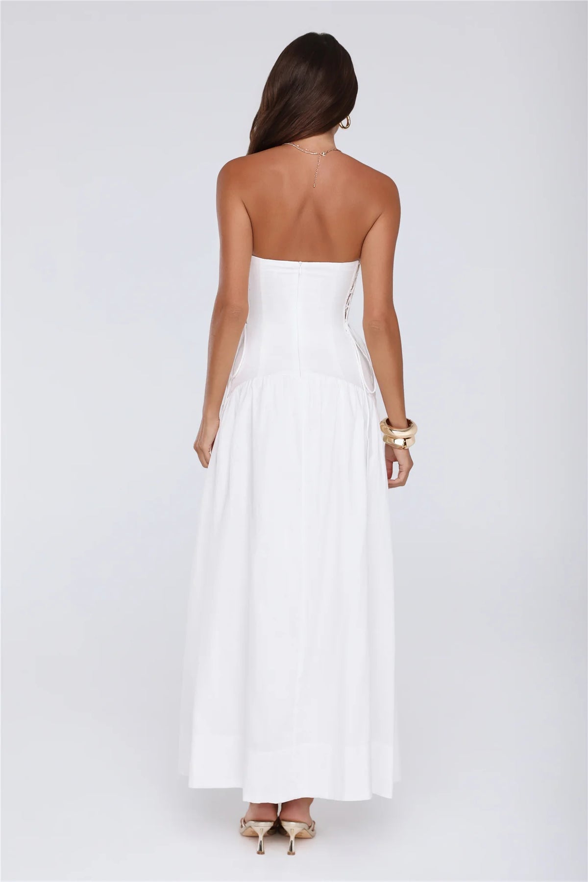 Just Feels Right Linen Blend Strapless Maxi Dress Blue