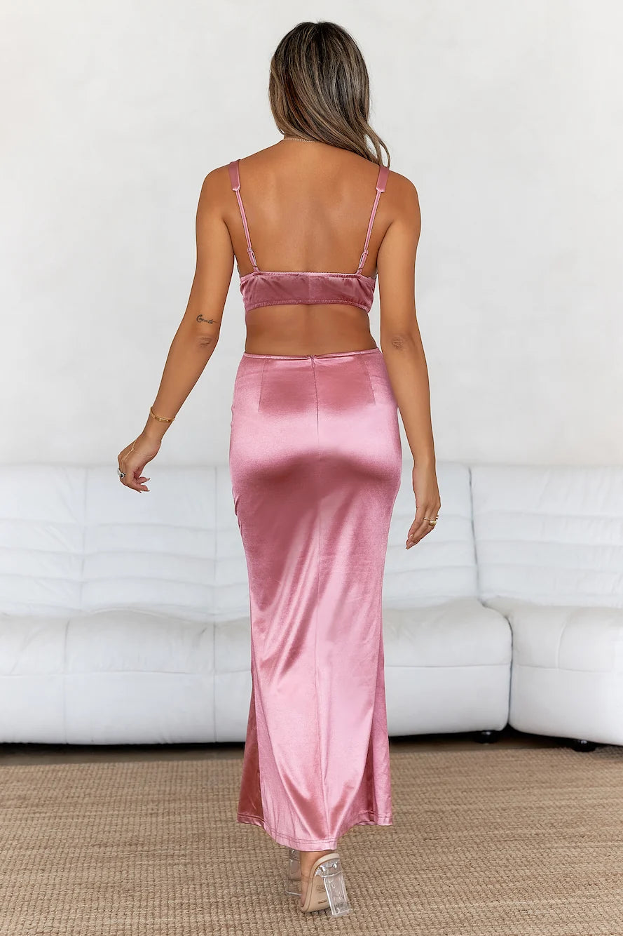 Sunset Views Satin Midi Dress Brown