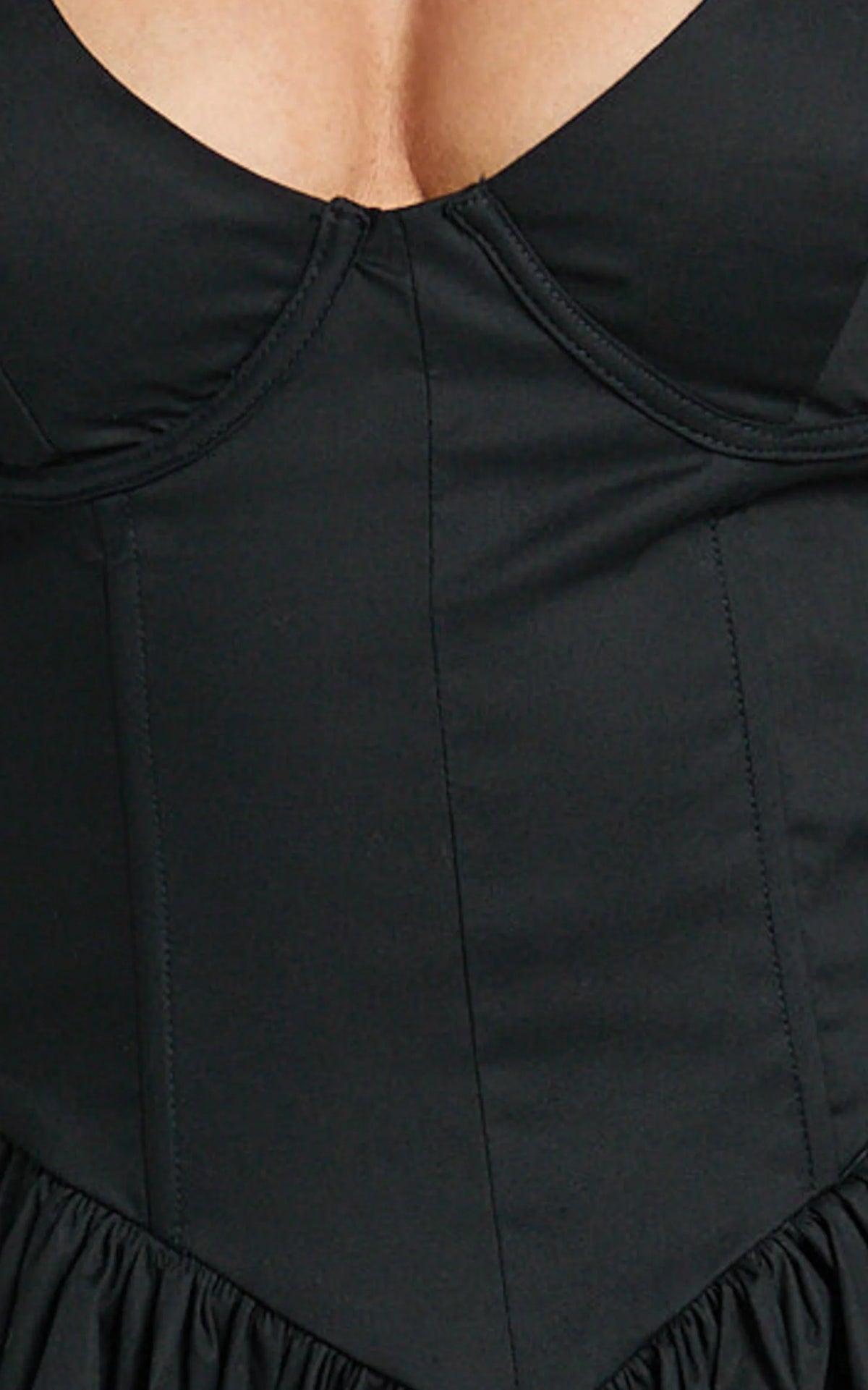 Ashlyn Mini Dress - Scoop Neck V Waist Gathered Dress in Black