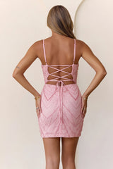 Twirl In Lights Sequin Mini Dress Pink