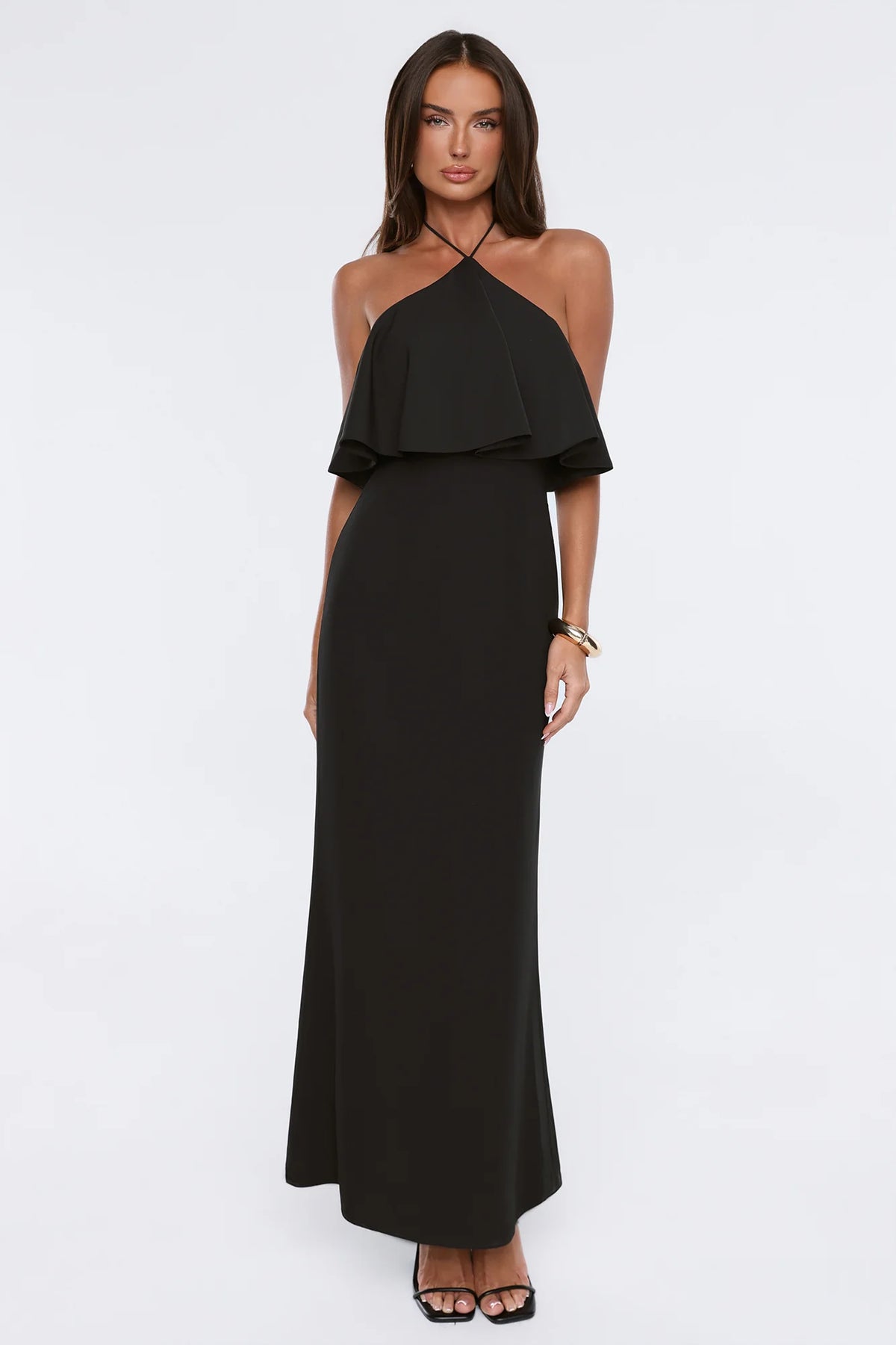 Silken Radiance Halter Maxi Dress Pink