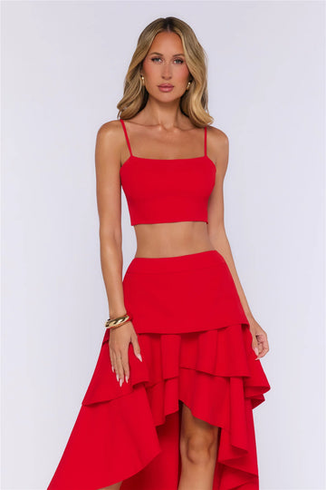 Rosy Love Crop Top Red