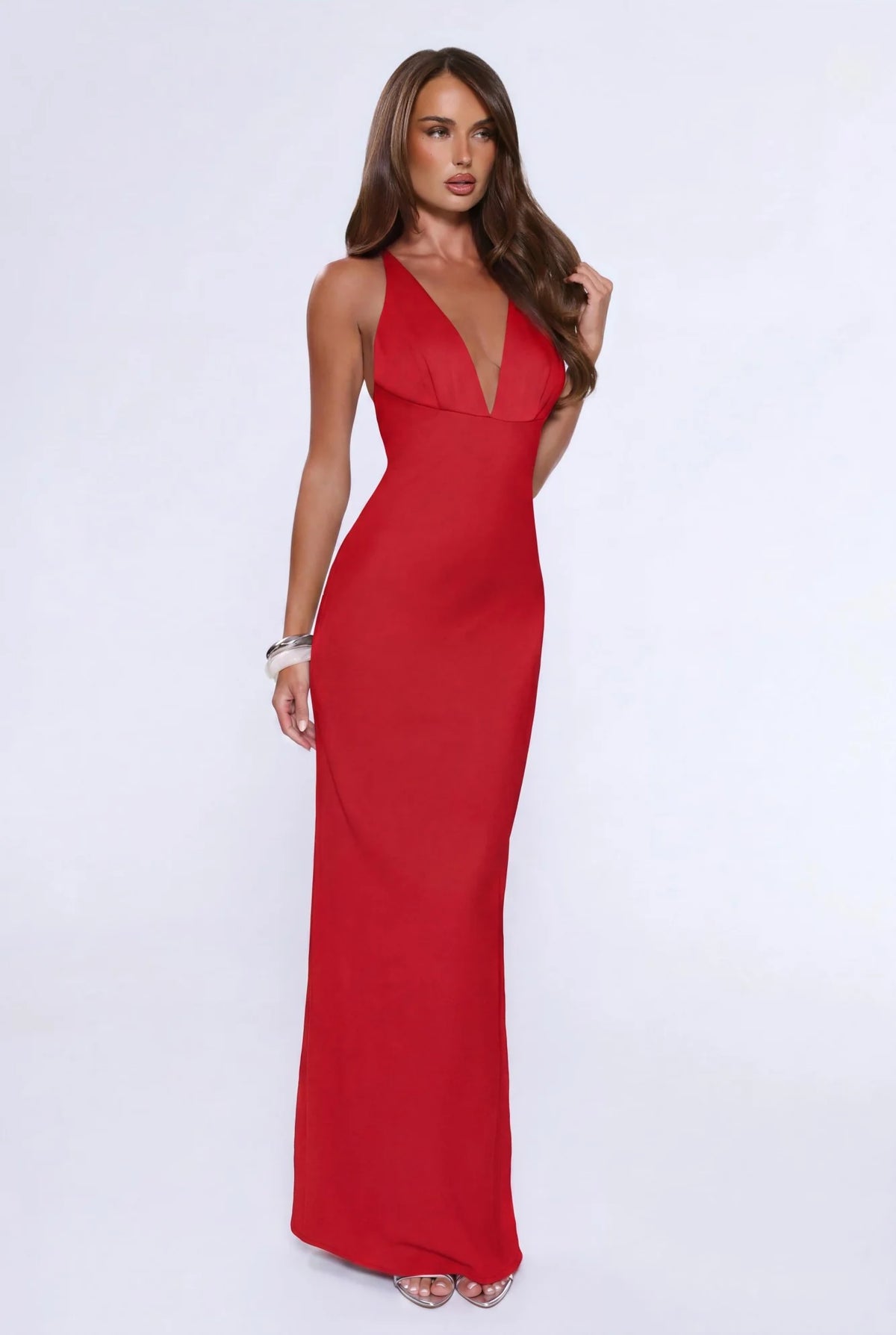 Midnight Luxe Satin Maxi Dress Sage